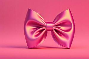 Pink Bow Closeup Generative AI photo