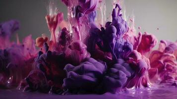 purple paint splashed onto a white background, in the style of organic and flowing forms, photobashing, soft and dreamy atmosphere, generate ai photo