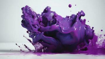 purple paint splashed onto a white background, in the style of organic and flowing forms, photobashing, soft and dreamy atmosphere, generate ai photo