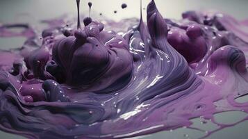 purple paint splashed onto a white background, in the style of organic and flowing forms, photobashing, soft and dreamy atmosphere, generate ai photo