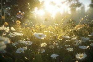 abstract nature spring Background. spring flower, generate ai photo