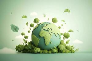 Paper Art , World environment and earth day concept , Green planet environmental protection , Save the planet , Generate Ai photo