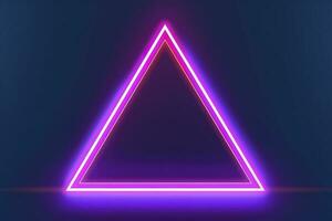 3d render, abstract fantasy background. Unique futuristic wallpaper with a triangular geometric shape glowing with pink red neon light, colorful, generate ai photo