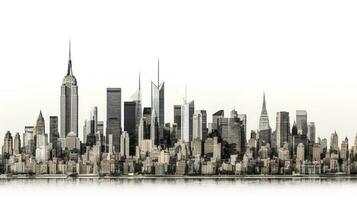 uno mundo comercio centrar y rascacielos, Alto edificio en inferior manhattan, nuevo York ciudad, aislado blanco antecedentes con recorte camino, generar ai foto