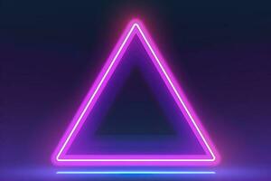 3d render, abstract fantasy background. Unique futuristic wallpaper with a triangular geometric shape glowing with pink red neon light, colorful, generate ai photo