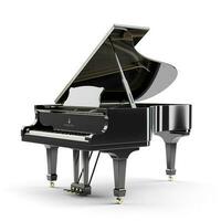 black grand piano isolated on white background, generate ai photo