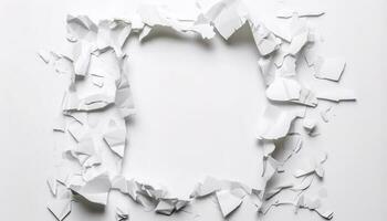 white paper ripped message background isolated on white background, generate ai photo