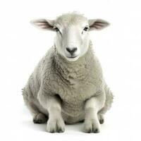 Side view of a Sheep looking at camera isolated on white background, generate ai photo