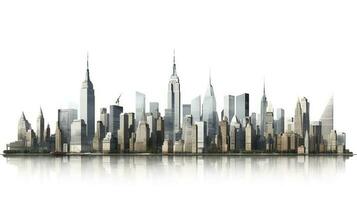 One World Trade Center and skyscraper, high-rise building in Lower Manhattan, New York City, isolated white background with clipping path, generate ai photo