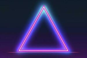 3d render, abstract fantasy background. Unique futuristic wallpaper with a triangular geometric shape glowing with pink red neon light, colorful, generate ai photo