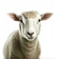 Side view of a Sheep looking at camera isolated on white background, generate ai photo