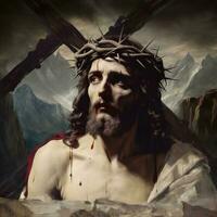 The sufferings of Jesus Christ in the crown of thorns. AI generativ. photo