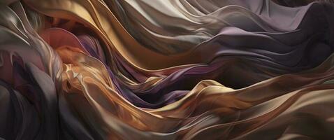 Abstract Background with 3D Wave Bright Gold and Purple Gradient Silk Fabric,  an abstract image of a brightly colored fabric, in the style of dark orange and light gold, generate ai photo