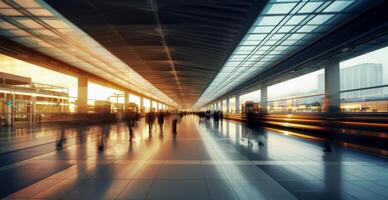 Airport building, international terminal, rushing people to land, blurred background - image photo