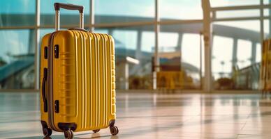 Yellow suitcase, luggage at the airport - image photo