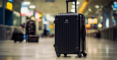 Black suitcase, airport luggage - image photo