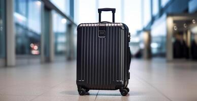 Black suitcase, airport luggage - image photo