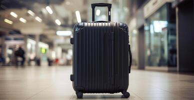 Black suitcase, airport luggage - image photo