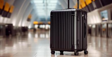 Black suitcase, airport luggage - image photo