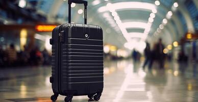 Black suitcase, airport luggage - image photo