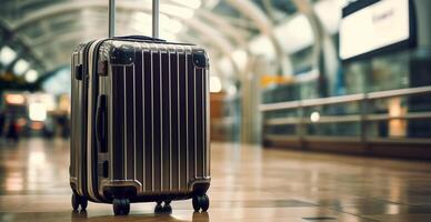 Black suitcase, airport luggage - image photo