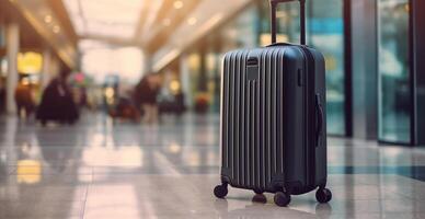 Black suitcase, airport luggage - image photo