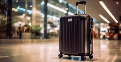 Black suitcase, airport luggage - image photo