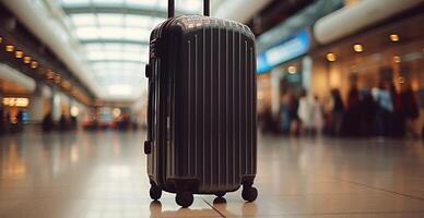 Black suitcase, airport luggage - image photo