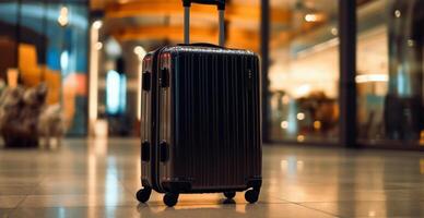 Black suitcase, airport luggage - image photo