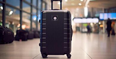 Black suitcase, airport luggage - image photo