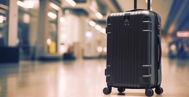 Black suitcase, airport luggage - image photo