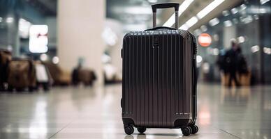 Black suitcase, airport luggage - image photo