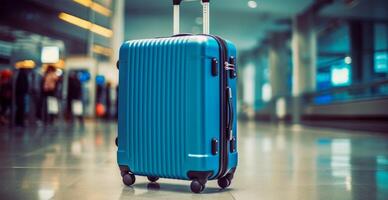 azul maleta, aeropuerto equipaje - ai generado imagen foto