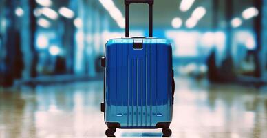 Blue suitcase, airport luggage - AI generated image photo