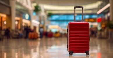 Red suitcase, luggage at the airport - image photo