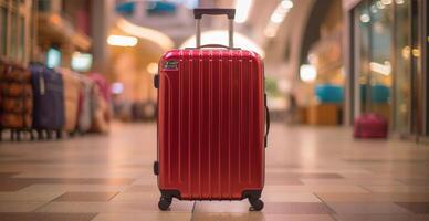 Red suitcase, luggage at the airport - image photo