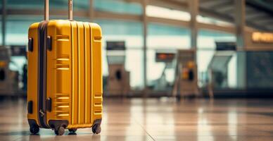 Yellow suitcase, luggage at the airport - image photo