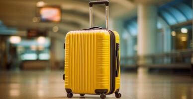 Yellow suitcase, luggage at the airport - AI generated image photo