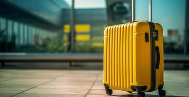 Yellow suitcase, luggage at the airport - image photo