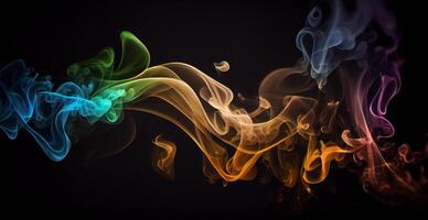 Thick white smoke on a dark background - image photo