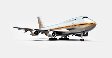 Large passenger plane on a white background. Business trip, vacation, vacation concept - AI generated image photo