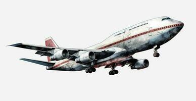 Large passenger plane on a white background. Business trip, vacation, vacation concept - AI generated image photo
