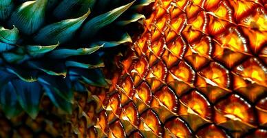 Realistic pineapple texture. Close-up pineapple skin, tropical pattern, fruit banner - AI generated image photo