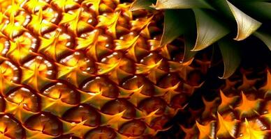 Realistic pineapple texture. Close-up pineapple skin, tropical pattern, fruit banner - AI generated image photo