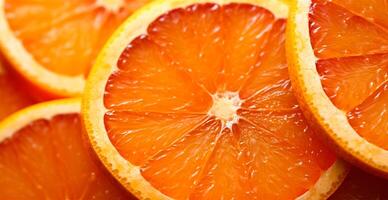 Realistic orange texture. Orange circles close up, tropical pattern, fruit banner - image photo
