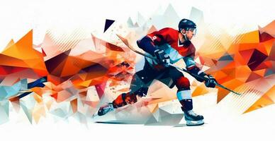 resumen panorámico hockey fondo, patrones, triangular mosaicos, estilizado poligonal modelo - ai generado imagen foto