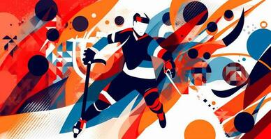 Abstract panoramic hockey background, patterns, triangular mosaics, stylized polygonal pattern - AI generated image photo