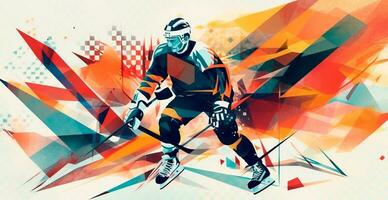 Abstract panoramic hockey background, patterns, triangular mosaics, stylized polygonal pattern - AI generated image photo