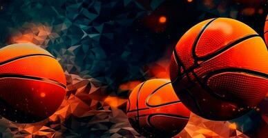 resumen baloncesto panorámico fondo, naranja baloncesto - ai generado imagen foto