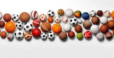 Balls of different sports on white background - AI generated image photo